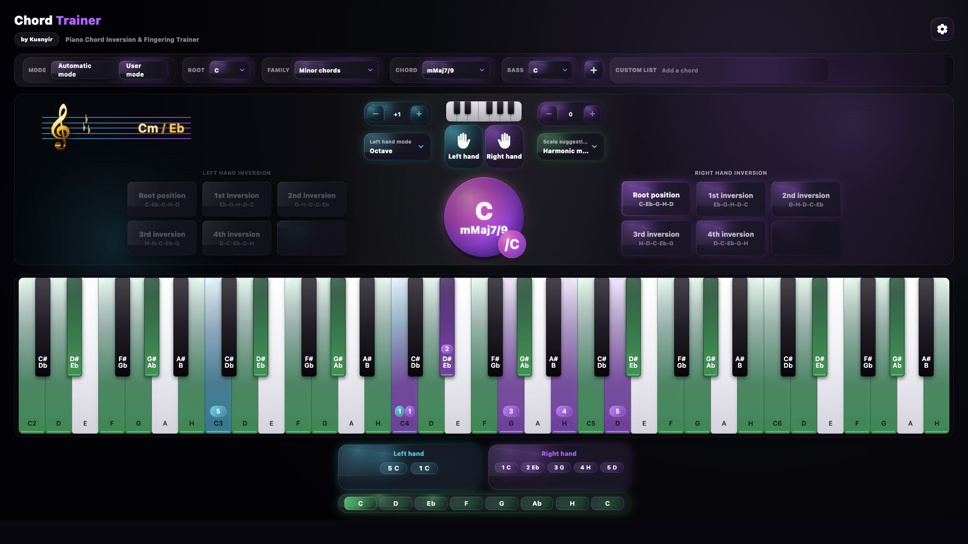 Chord Trainer scale settings