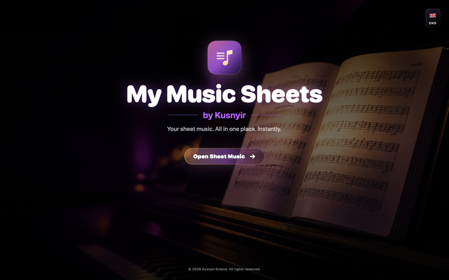 My Music Sheets start screen